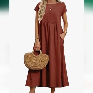 Cotton Short Sleeve Maxi Dress